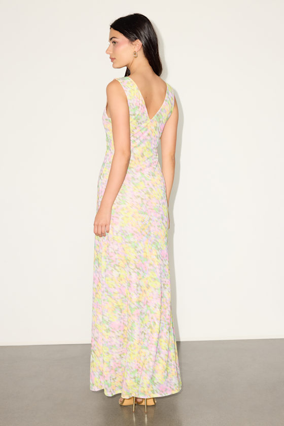 Earhart Yellow Multi Floral Mesh Maxi Dress - thumbnail 3