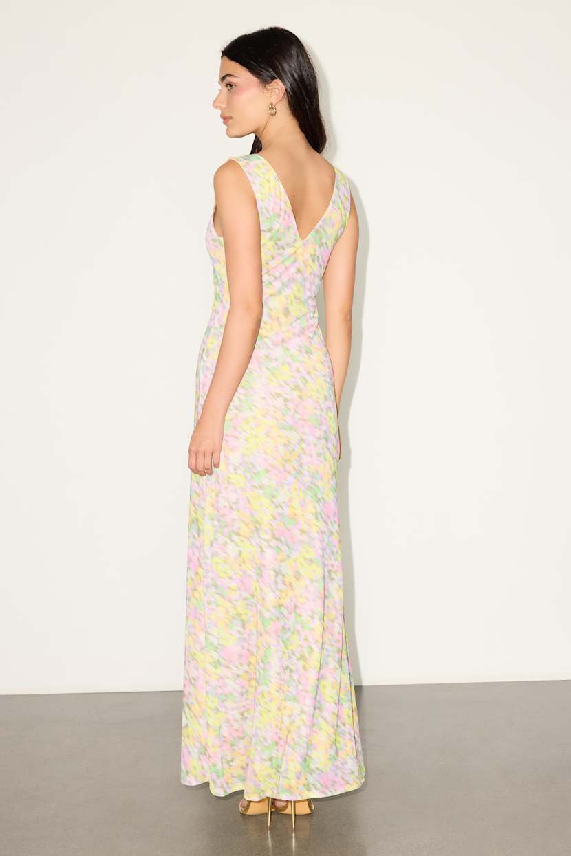 AFRM LOS ANGELES Earhart Sleeveless Mesh Maxi Dress in Pastel Blurred Floral at Nordstrom Rack, Size X-Large
