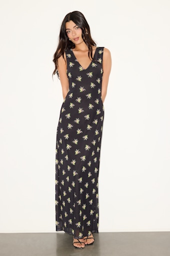Earhart Black Multi Floral Mesh Maxi Dress 1