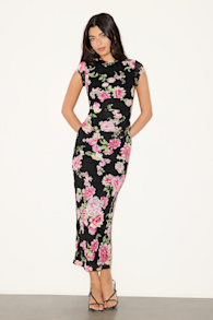 Lacey Black Floral Lace Two-Piece Midi Dress 1