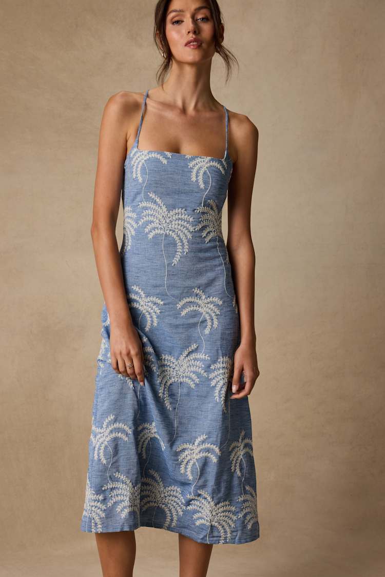 Lulus | Light Blue Embroidered Lace-Up Midi Dress | Womens | X-Large (Available in XS, S, M, L) | 100% Polyester Lulus | Light Blue Embroidered Lace-Up Midi Dress | Womens | X-Large (Available in XS, S, M, L) | 100% Polyester