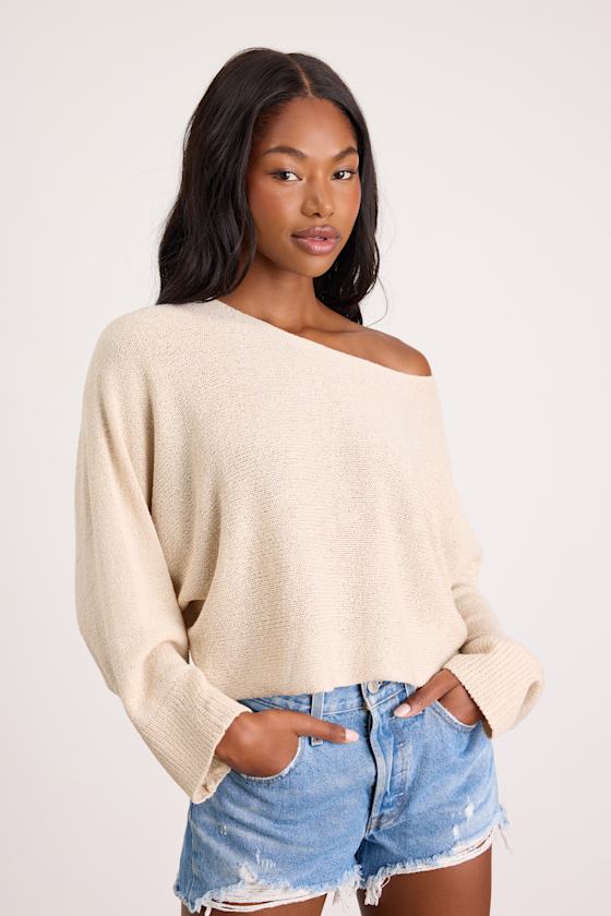 Jaylin Cream Boat Neck Pullover Sweater 2