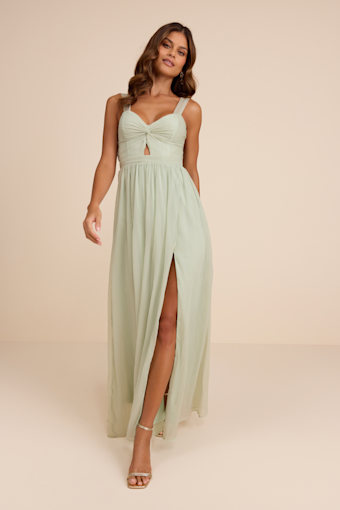 Aria Sage Green Crinkle Twist-Front Maxi Dress 1
