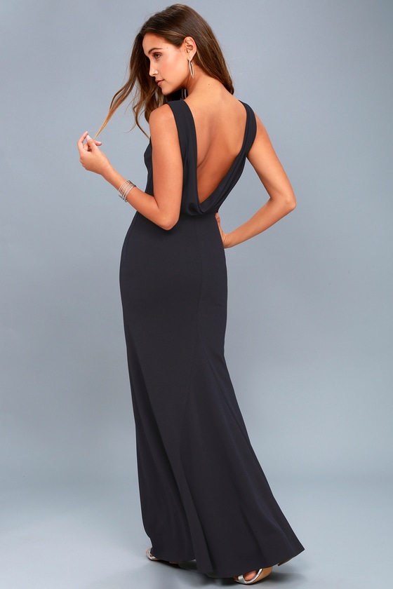 Call My Name Navy Blue Backless Maxi Dress