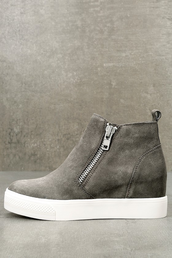 steve madden gray wedge sneaker