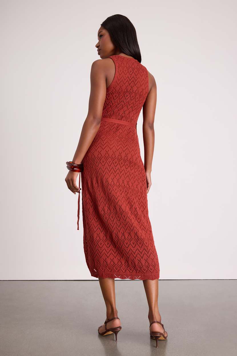 red knit wrap dress VALENTINA Plus Size Red Surplice Wrap Dress, Curvy Women's Knit Dress With  Long Sleeves and Sash