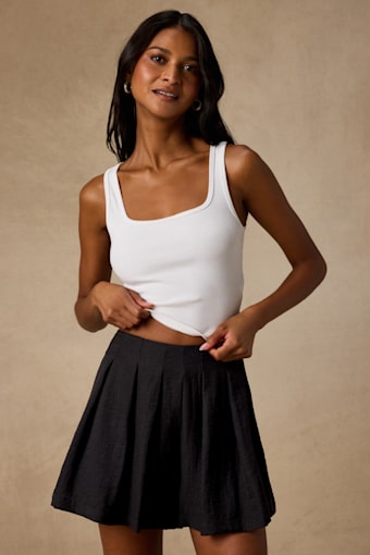 Madalina Black Pleated High-Rise Mini Skirt 1