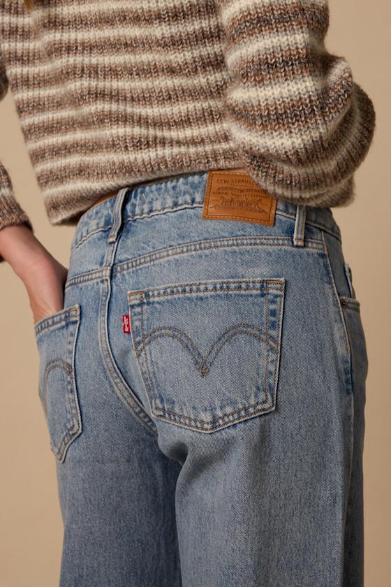 Low Loose Medium Wash Distressed Low-Rise Wide-Leg Jeans - thumbnail 5