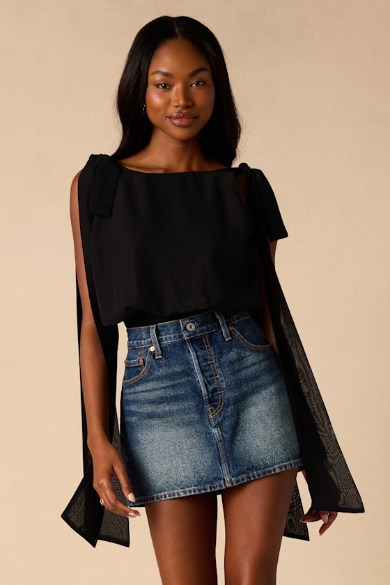 Leonie Black Tie-Strap Bodysuit 1