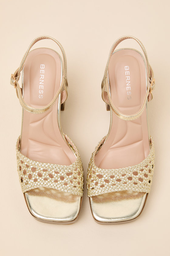 Kemma Gold Woven Platform Ankle Strap Sandals 2
