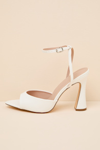 Wayla White Ankle Strap High Heel Sandals 1