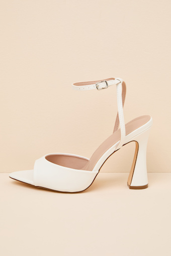 Wayla White Ankle Strap High Heel Sandals 1