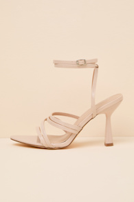Adeana Beige Strappy Ankle Strap High Heel Sandals 1