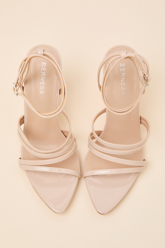 Adeana Beige Strappy Ankle Strap High Heel Sandals - thumbnail 4