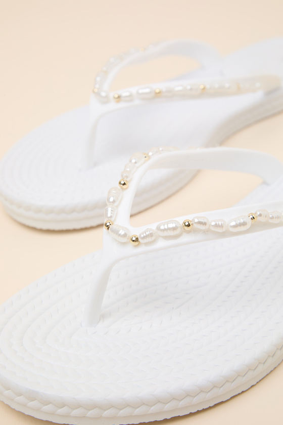 Nina White Pearl Flip Flops - thumbnail 6