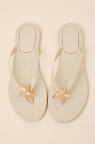 Nina Beige Starfish Flip Flops 1