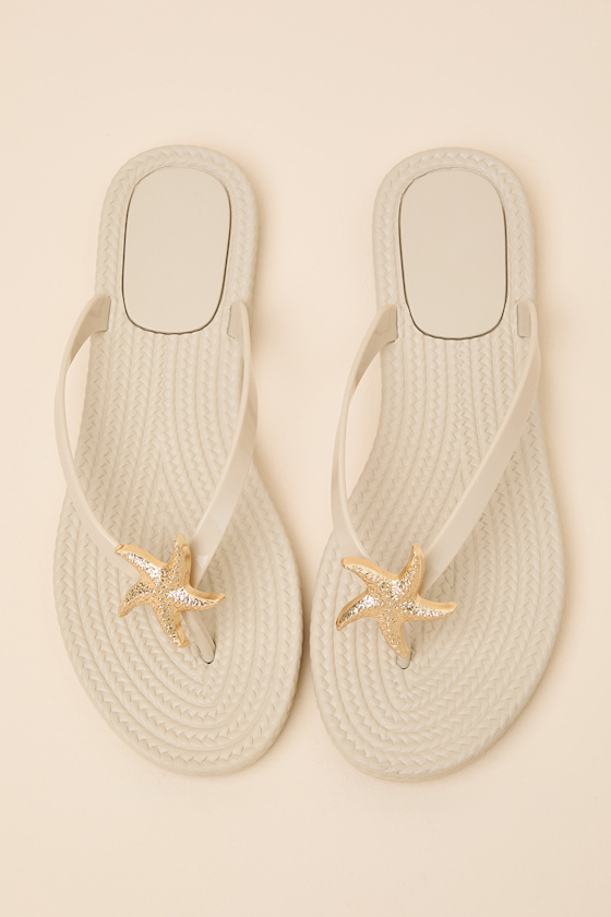 Nina Beige Starfish Flip Flops 1