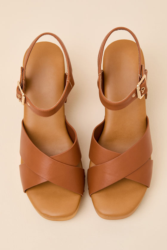 Yanni Tan Wooden Platform Ankle Strap Sandals 2