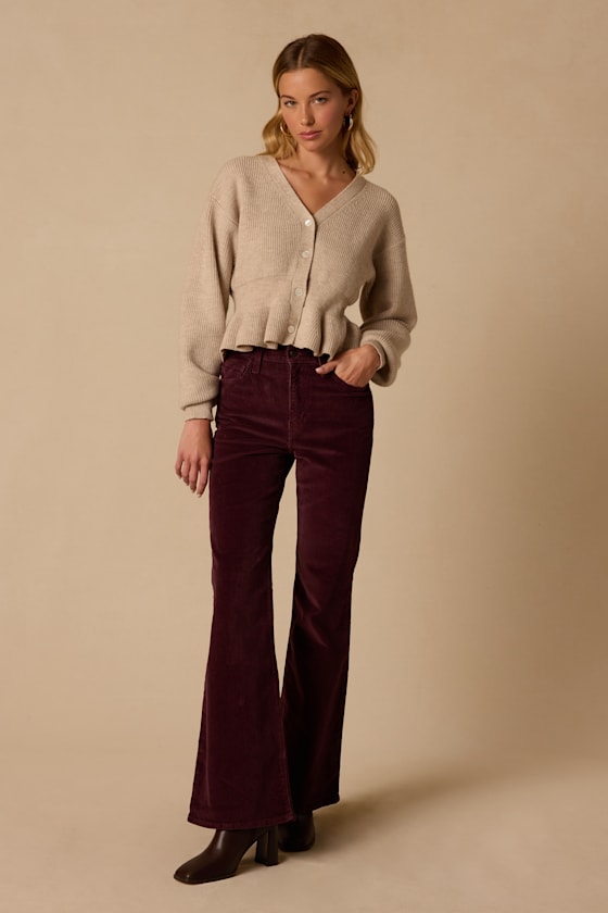 Ribcage Chocolate Brown Corduroy Flare Jeans 2