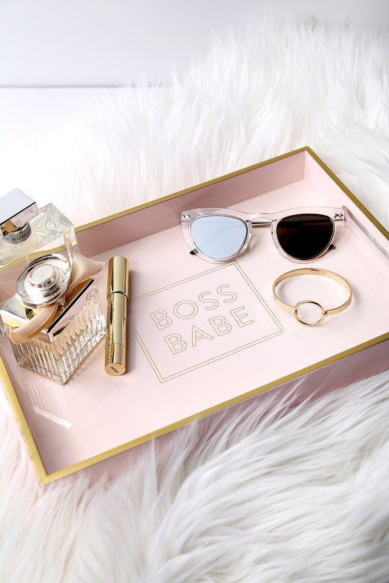 Boss Babe Gold and Blush Pink Lacquered Tray