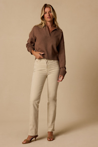 Ribcage Slim Cream High-Rise Jeans 1