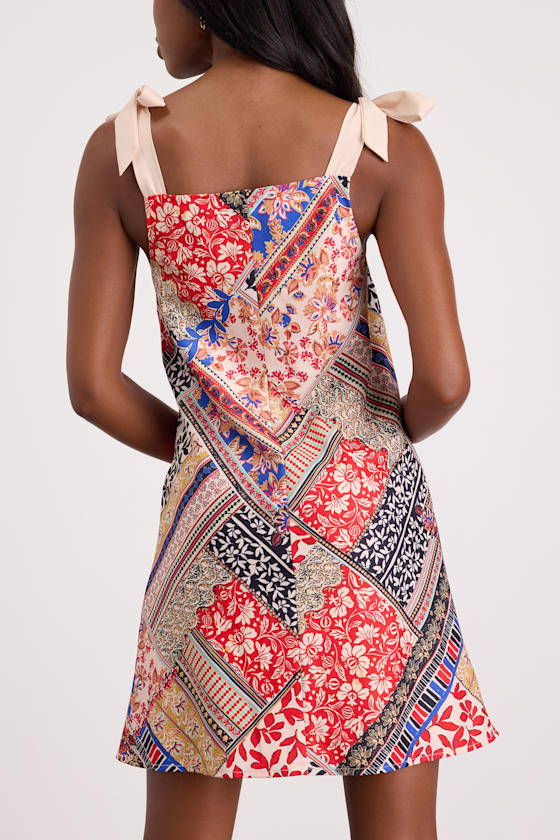 Ximena Multi Print Tie-Strap Mini Dress 2
