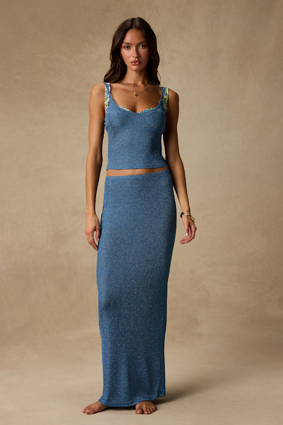 Sea Glass Blue Lurex Cami Swim Cover-Up 2