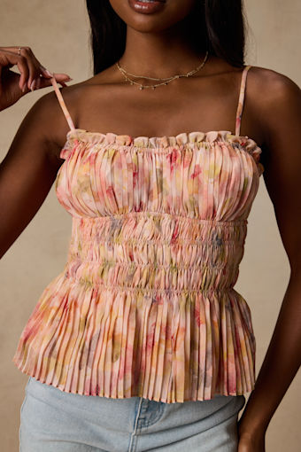 Demeter Blush Multi Floral Peplum Tank Top 4