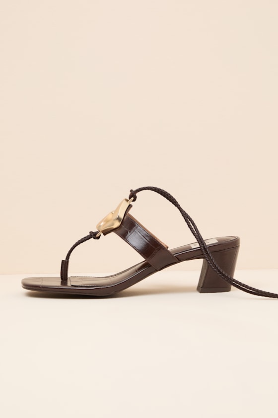 Stanza Brown Lace-Up Low Heel Sandals 1