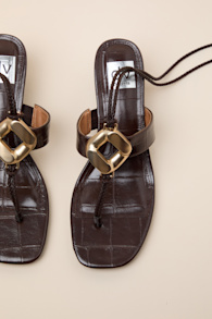 Stanza Brown Lace-Up Low Heel Sandals 2