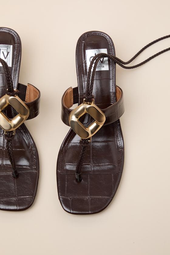 Stanza Brown Lace-Up Low Heel Sandals 2