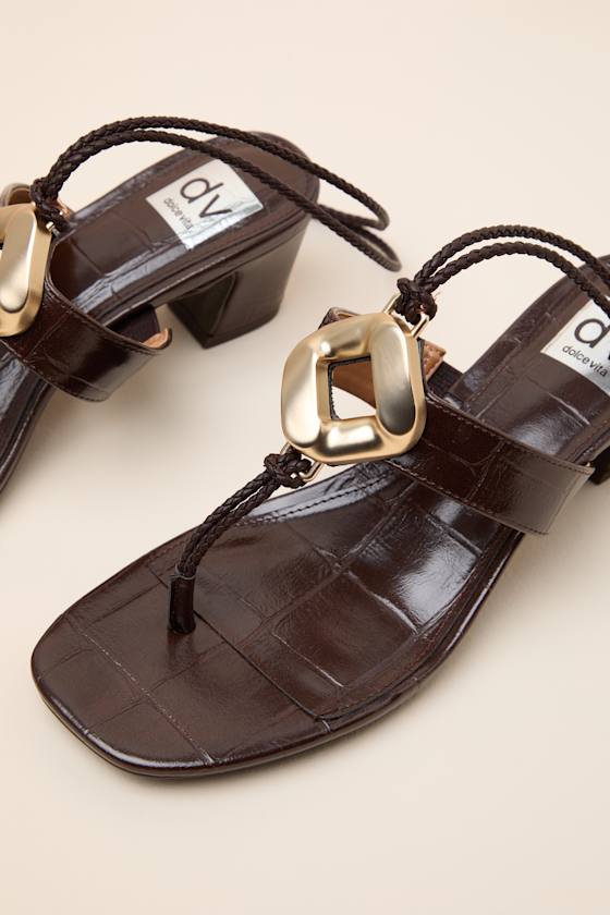 Stanza Brown Lace-Up Low Heel Sandals - thumbnail 5
