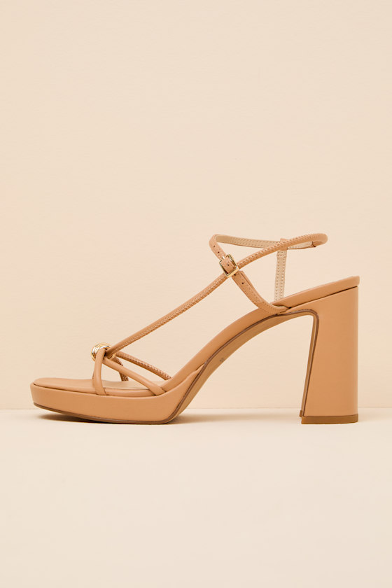 Odete Light Tan Leather Strappy High Heel Sandals 1
