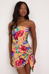 Kysa Yellow Multi Floral Wrap Skort 1