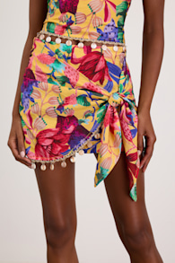 Kysa Yellow Multi Floral Wrap Skort 2