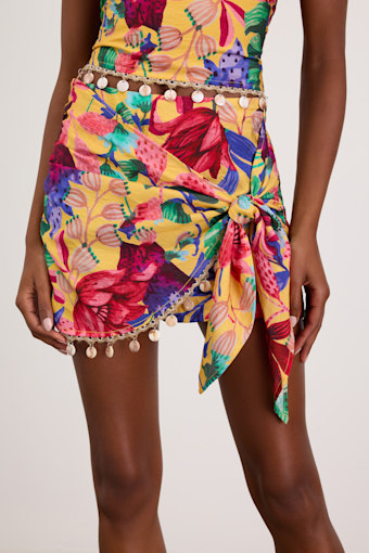 Kysa Yellow Multi Floral Wrap Skort 2