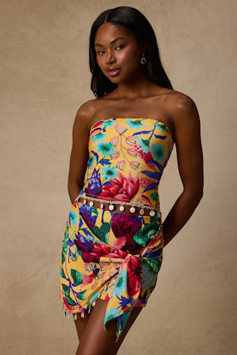 Kysa Yellow Multi Floral Wrap Skort 2