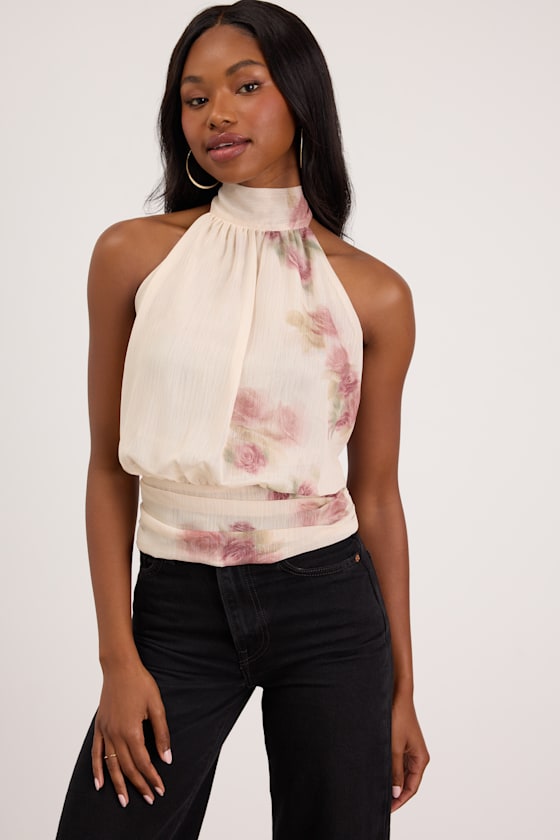 Mariana Ivory Floral Tie-Back Top 1