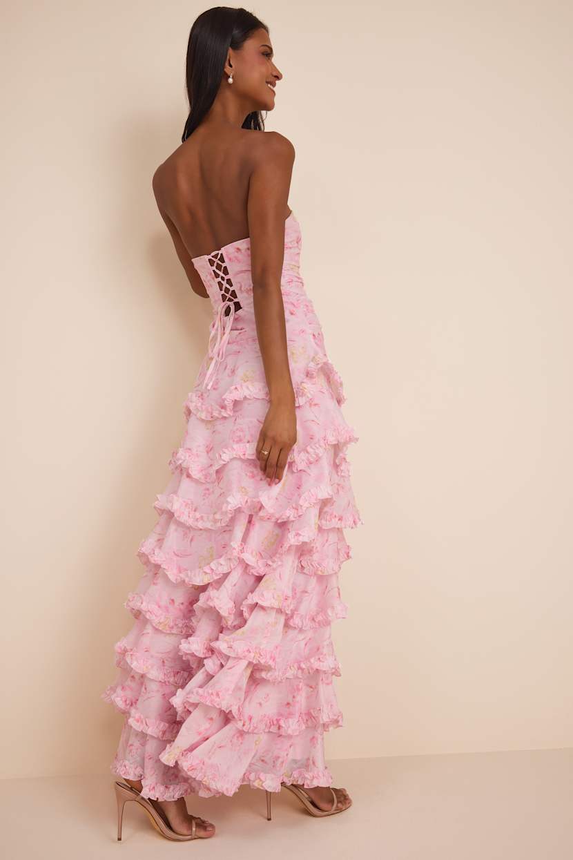 pink tiered dress Lulus | Light Floral Maxi | Womens | Large (Available in M, XL) Knee length Color:Black+Red colourway-lucy Floral Summer Dress $25 up back and drop