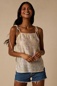 Avalon Cream Floral Tie-Strap Tank Top 1
