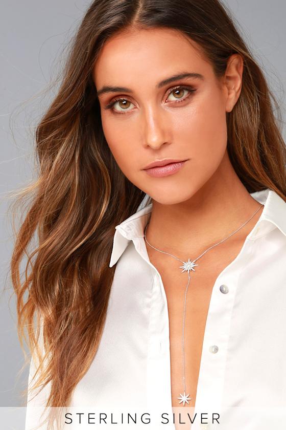 Guiding Light Sterling Silver Rhinestone Drop Necklace 1