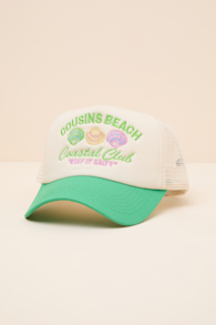 Coastal Club Cream and Green Mesh Trucker Hat 1