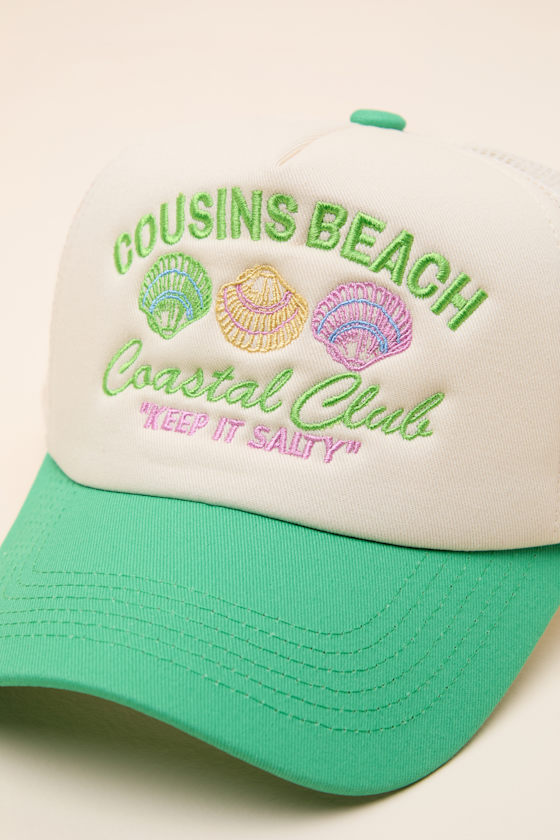 Coastal Club Cream and Green Mesh Trucker Hat 2