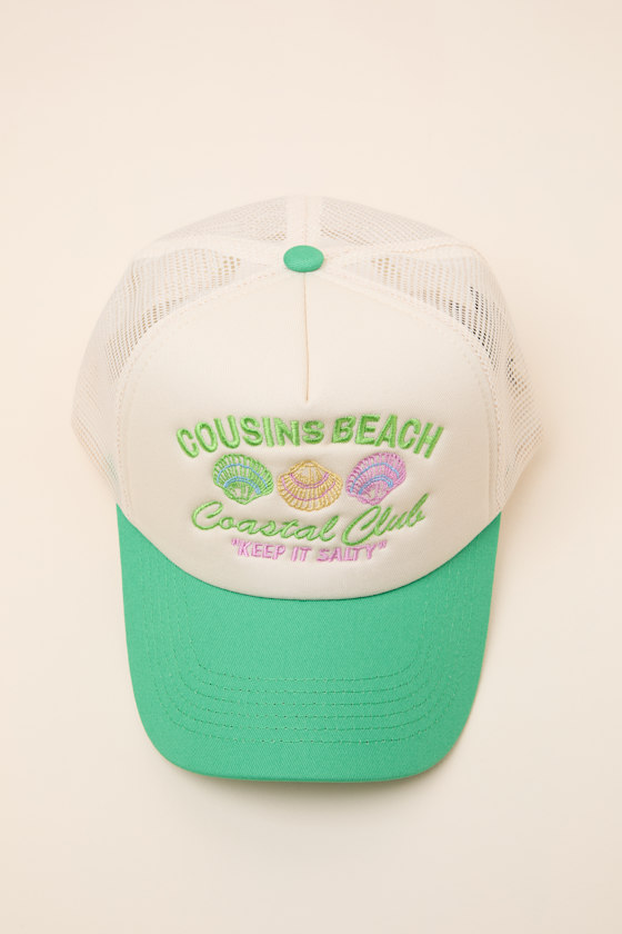 Coastal Club Cream and Green Mesh Trucker Hat - thumbnail 5