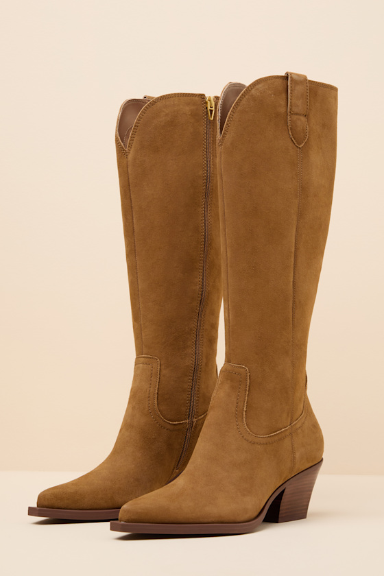Ratana Camel Suede Leather Knee-High Boots - thumbnail 5