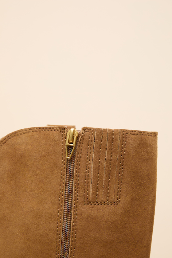 Ratana Camel Suede Leather Knee-High Boots - thumbnail 6
