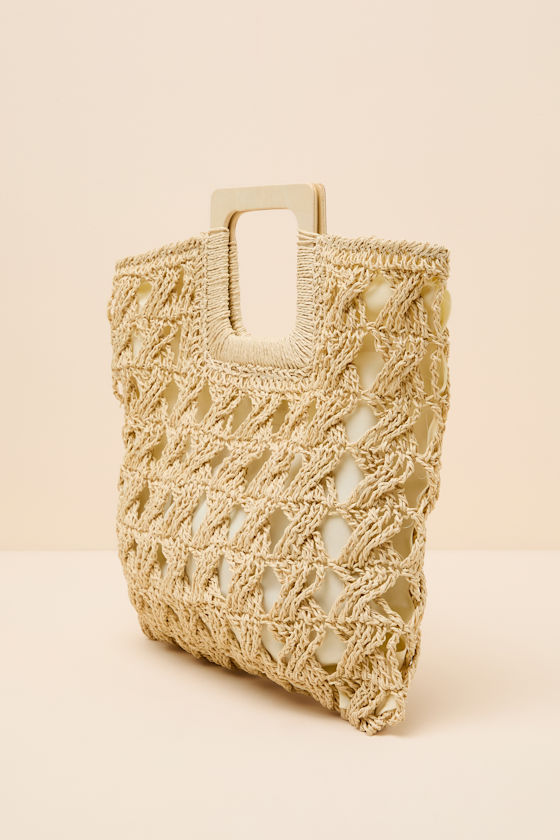 Kenley Beige Raffia Tote Bag - thumbnail 3