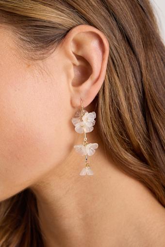 Izabella White Flower Drop Earrings 1