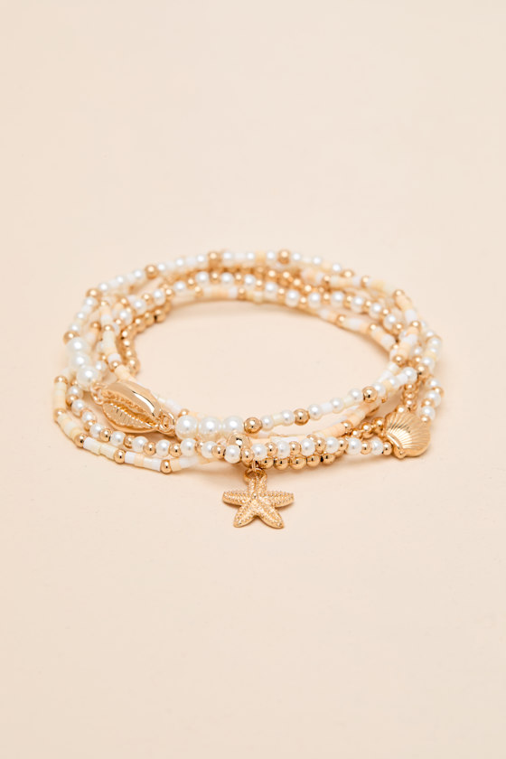Garner White Multi Beaded Five-Piece Bracelet Set 2