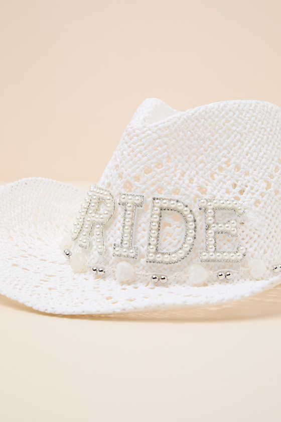 Tying the Knot White Patch Veil Western Hat - thumbnail 6